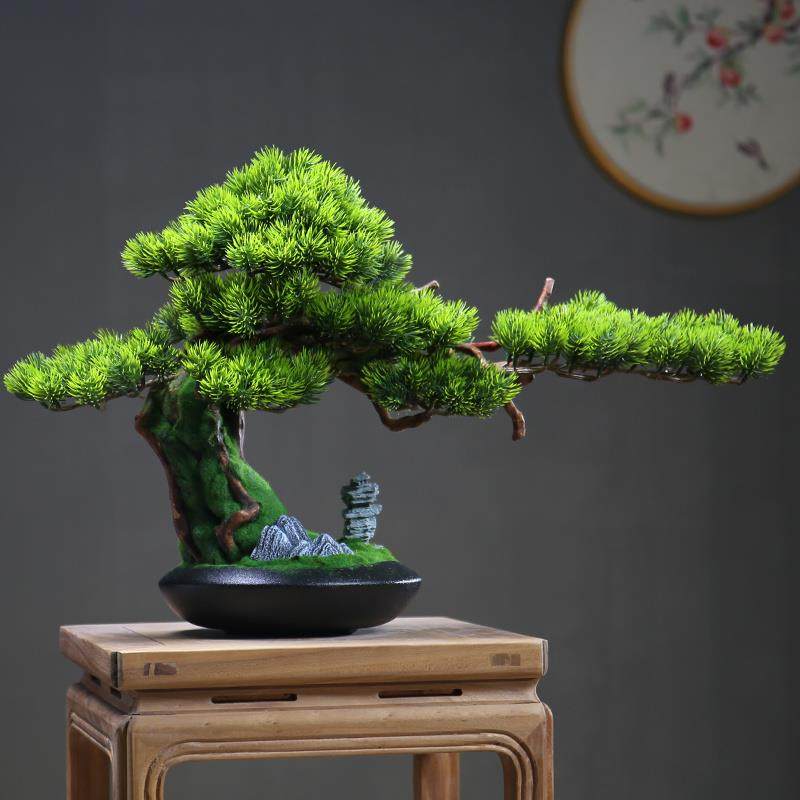 极速客厅玄关迎客松盆景摆件新中式F酒店假山仿真造景入户柜子禅,家居饰品,装饰摆件,淘宝优惠券,粉丝福利购,淘宝优惠卷