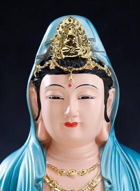 极速保平安观音佛像摆件树脂神像家用坐南海观音菩T萨客厅娑婆三
