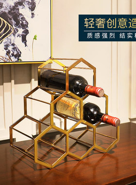 新品北欧轻奢红酒架o金属摆件酒柜样板间家居客厅餐厅餐桌美式软