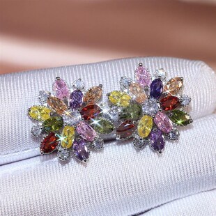 luxury Earrin 极速 Sehi zircon womens double Cao sunflower