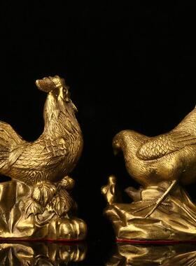 极速犯桃花黄铜鸡生肖鸡s黄铜公鸡母鸡家居摆件黄铜鸡工艺品TLNQ