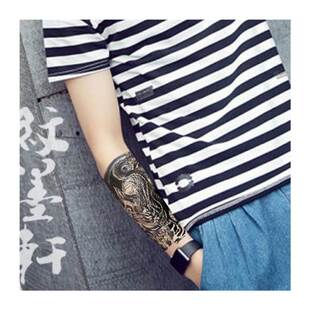 极速黑麒麟花臂纹身贴麒麟龙饕鬄防水纹身贴纸男S後背手臂逼真刺