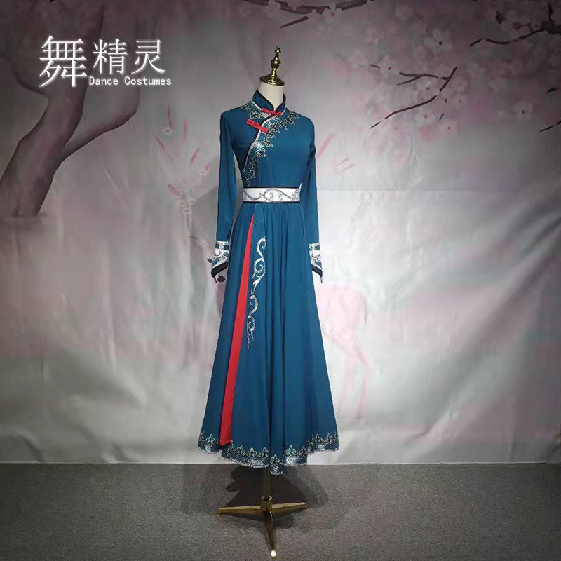 新品新款蒙古服大裙摆少数民族演出F服舞蹈服长裙蒙族练功服艺考