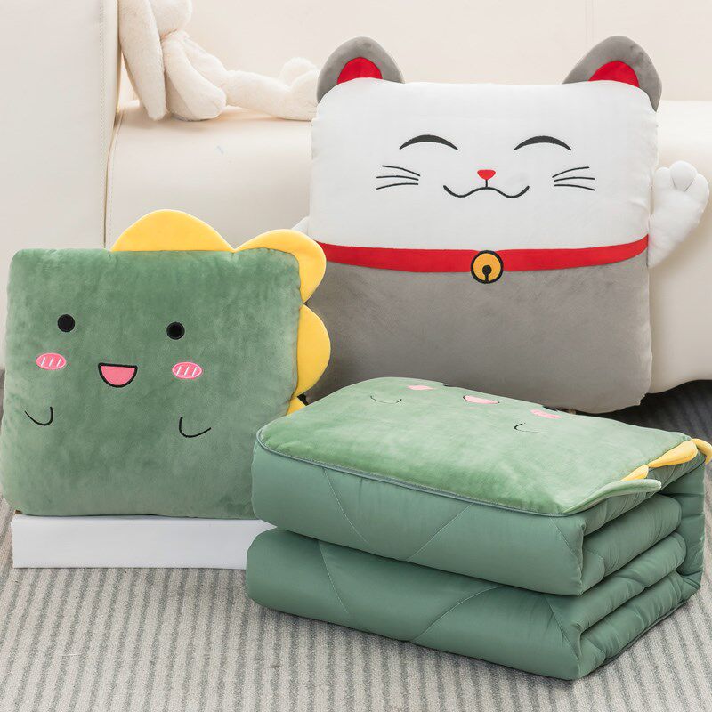 新品汽车b抱枕毛毯二合一珊瑚绒毯子家用办公室午睡载车枕头被车