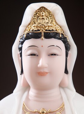 极速石雕坐莲南海观音菩萨像汉白玉观音佛像N家用供奉保平安装饰