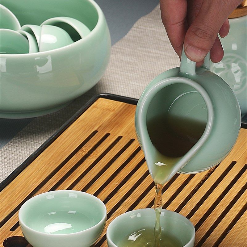 极速茶具套组小泡球茶具青瓷功夫陶瓷家用L盖碗茶壶茶杯小套办公,餐饮具,功夫茶具,淘宝优惠券,粉丝福利购,淘宝优惠卷
