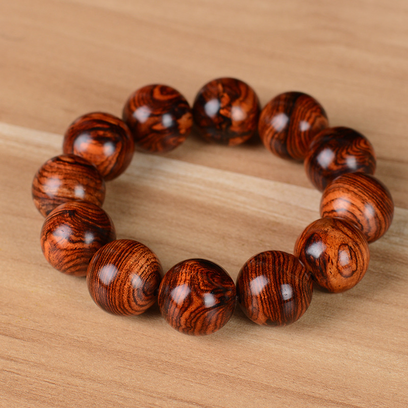 越南滕香木烟花山水纹蜘蛛纹黄花梨民族风佛珠手串酷似海南黄花梨