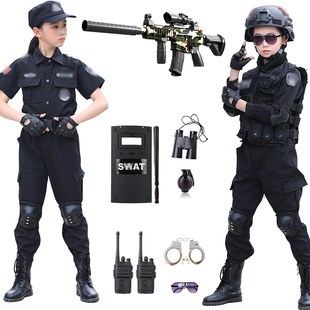 儿童警官衣服男特警服装小警察特种兵角色扮演表演服小特警装备