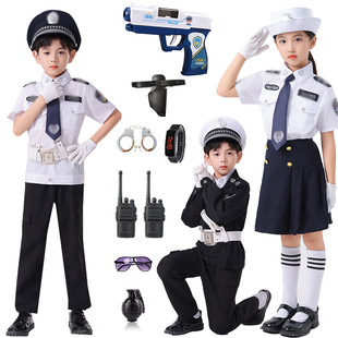 儿童官衣服警察服小警官服装男警察服警官服表演服职业体验交通服