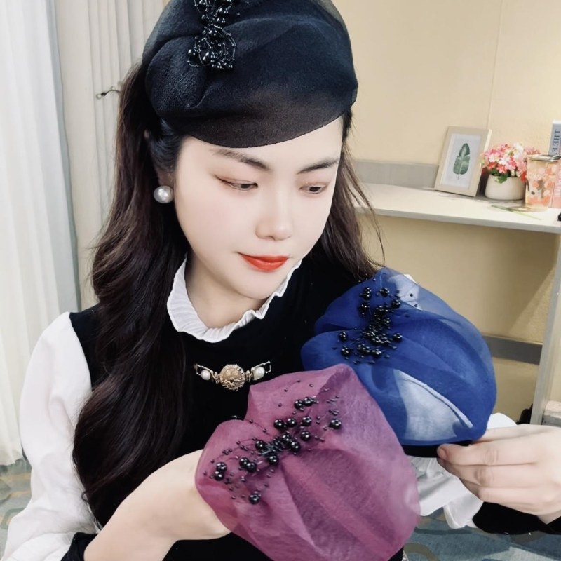春夏发带遮白发纱串珠复古百搭