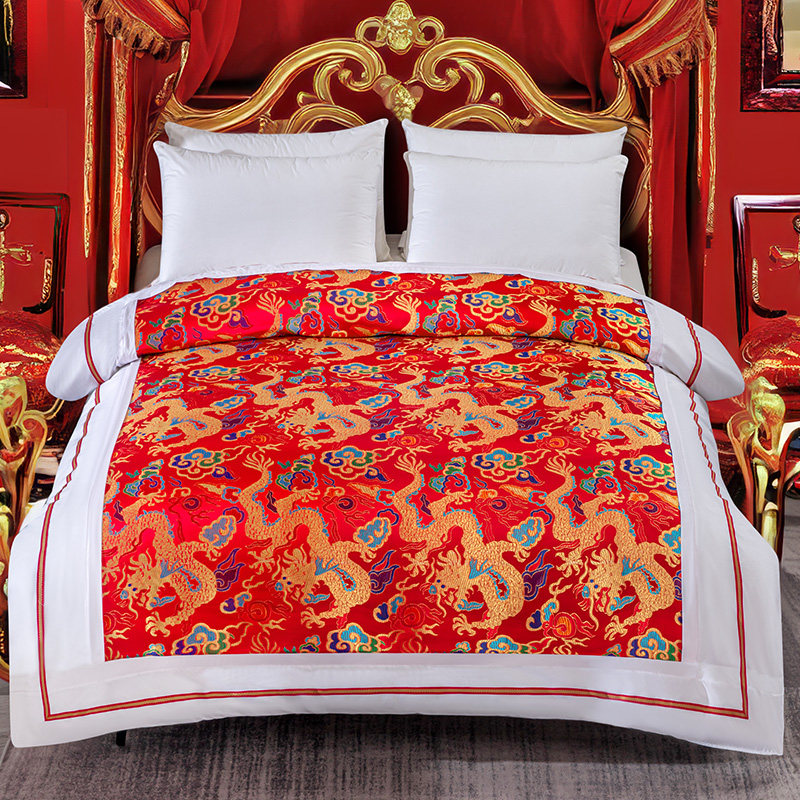 馨朵芙新款杭州丝绸传统中式被套软缎七彩织锦缎绸缎民族风喜被罩