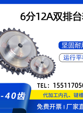 6分12A-2标准双排链轮带台阶10/11/12/13/14/15/16/17/18/20-40齿