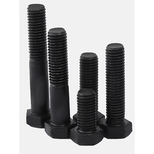 8级外六角罗丝钉加长碳钢杆高强度机螺栓M6全牙半扣发黑地脚固定