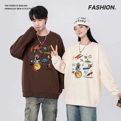 套头圆领韩版卫衣潮牌宽松休闲ins风潮牌印花男女百搭美式街头风
