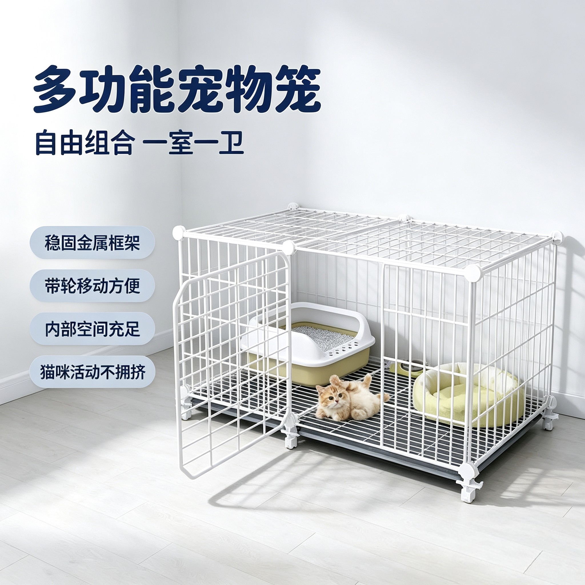 猫空笼家用小户型专用笼子别墅猫咪屋舍室内超大自由空间房子猫窝