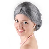 妈妈假发女花灰白中老年盘头老奶奶太太头道具表演出逼真整顶头套