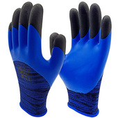 橙果劳保手套透气耐磨加强防护户外浸胶皱纹男女工地防水干活发泡