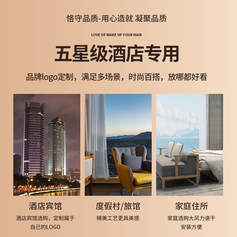 酒店专用电吹风机大功率大风力蓝光免打孔家用宾馆浴室民宿吹风筒