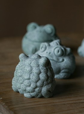 碌心  青砂石迷你小金蟾桌面茶宠摆件 创意家居鱼缸造景园艺装饰