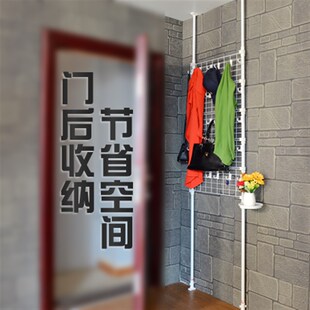 顶天立地式衣架免打孔门厅挂衣架多层玄关置物架门后收纳衣帽架