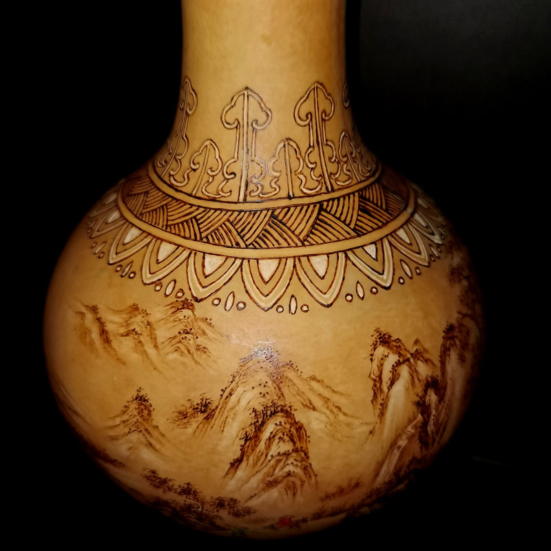 坐忘堂 天然葫芦手工 花瓶 非遗烙画 客厅电视机柜玄关摆件装饰品