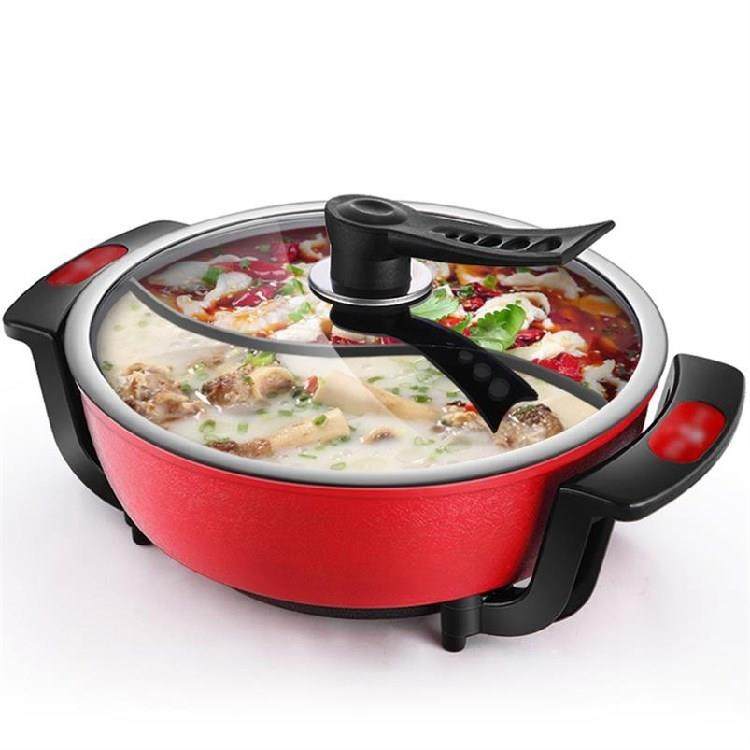 圆锅鸳鸯锅电火锅家用插电热锅多功能一体涮羊肉锅4-6人大容量。