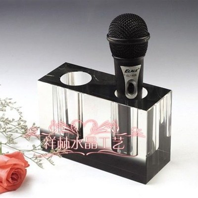 水晶话筒架桌面ktv夜场麦架麦克风支架无线话筒座水晶座咪唑