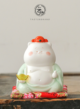 创意招财猫陶瓷摆件可爱猫咪萌宠家居摆件装饰桌面工艺品开业送礼