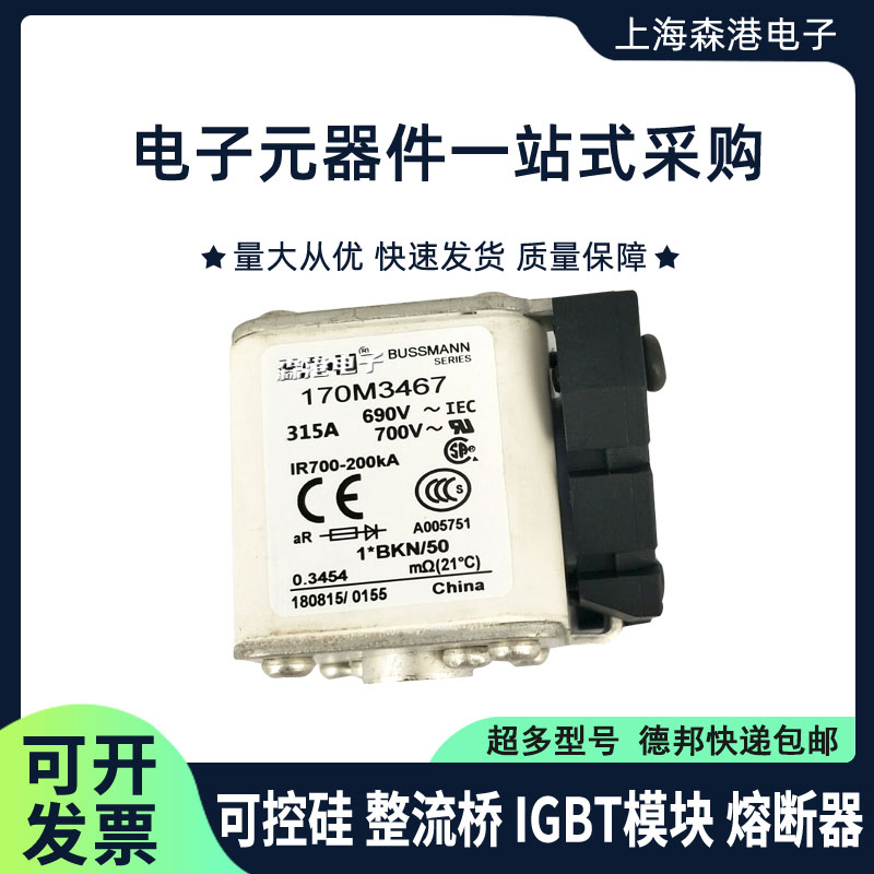 伊顿巴斯曼熔断器170M3464 170M3465 170M3466 3467 保险丝/底座