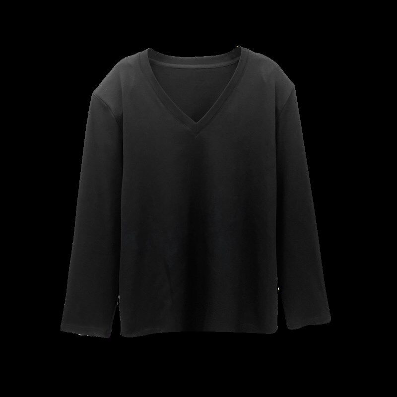 中长款纯棉长袖t恤女卫衣遮屁股宽松大版打底长袖t恤女垫肩上衣秋