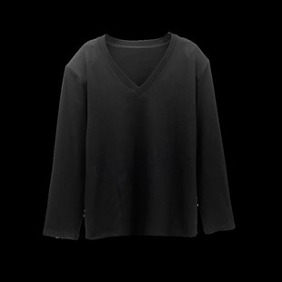 中长款纯棉长袖t恤女卫衣遮屁股宽松大版打底长袖t恤女垫肩上衣秋