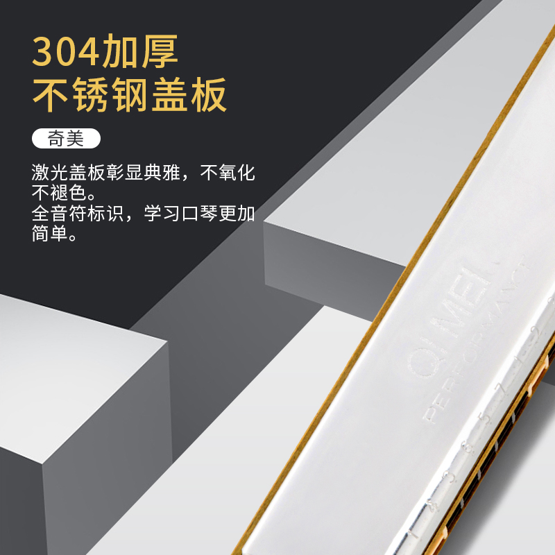 奇美口琴24孔初学者学生成人儿童专业复音c调男女演奏高级口风琴