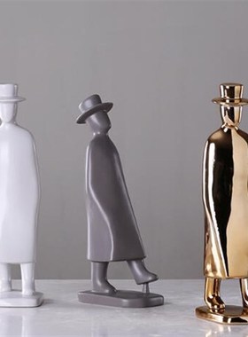 创意人物摆件样板房美式软装饰品工艺客厅家居客厅设计师摆设轻奢