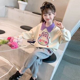 女童春装套装2024新款儿童网红洋气时髦卫衣女孩春秋款时尚两件套