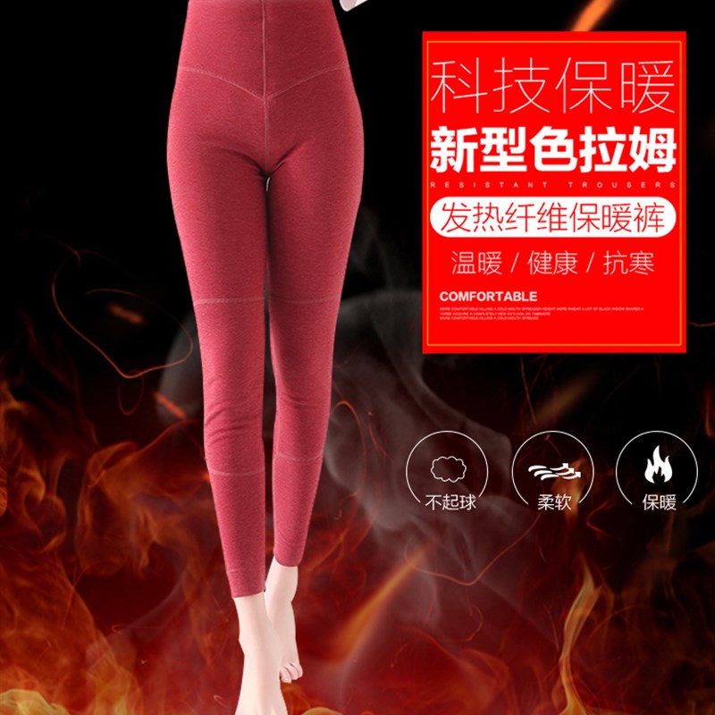 秋裤女内穿护膝护腰加绒保暖裤紧身高腰纯棉加厚衬裤大码棉毛线裤