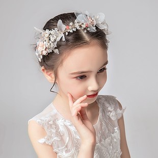儿童皇冠头饰公主粉色花仙子发箍头花女童发饰花朵走秀演出饰品