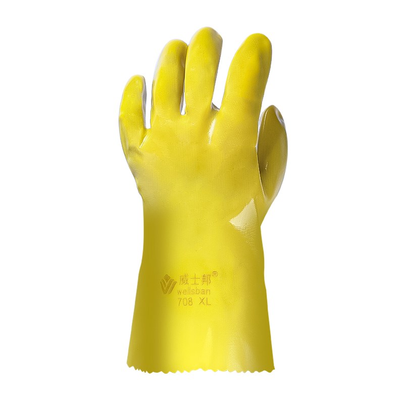 工业全浸塑手套耐油颗粒止滑耐酸碱耐磨加厚防割威士邦708橡胶