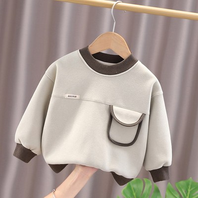 男童加绒卫衣2025秋冬装新款小童宝宝洋气打底衫儿童冬装休闲上衣