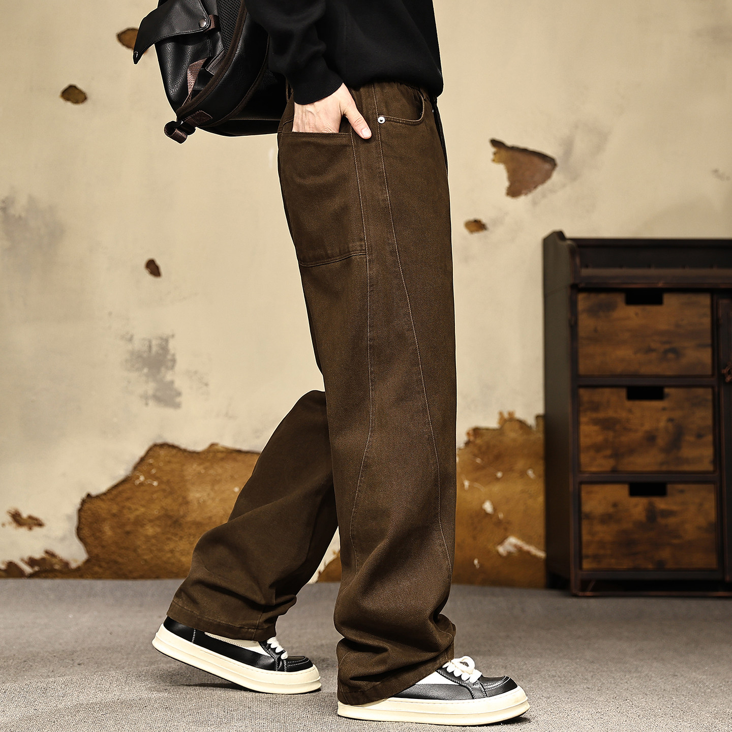 美拉德重磅复古纯棉工装裤男士秋冬季美式直筒宽松加绒加厚休闲裤,男装,休闲裤,淘宝优惠券,粉丝福利购,淘宝优惠卷