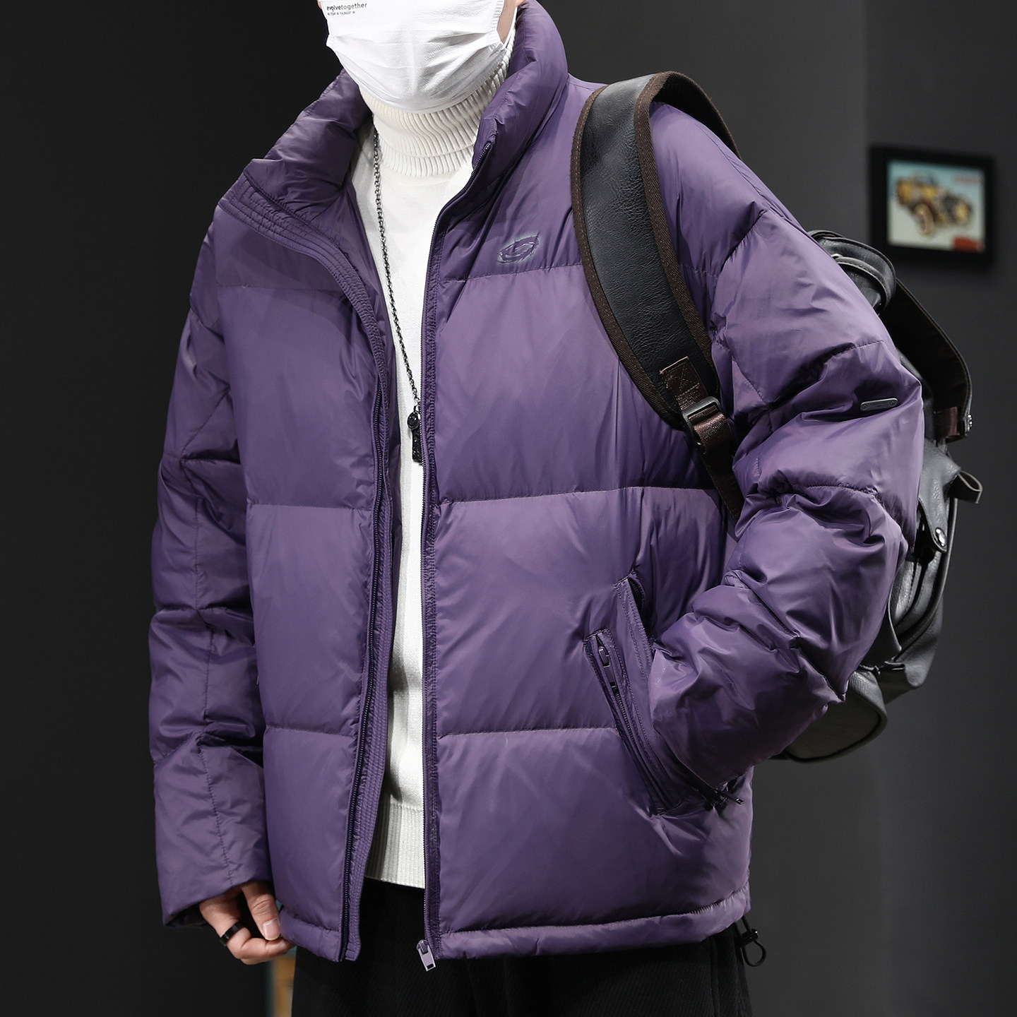 【美式大码胖子保暖立领羽绒服】