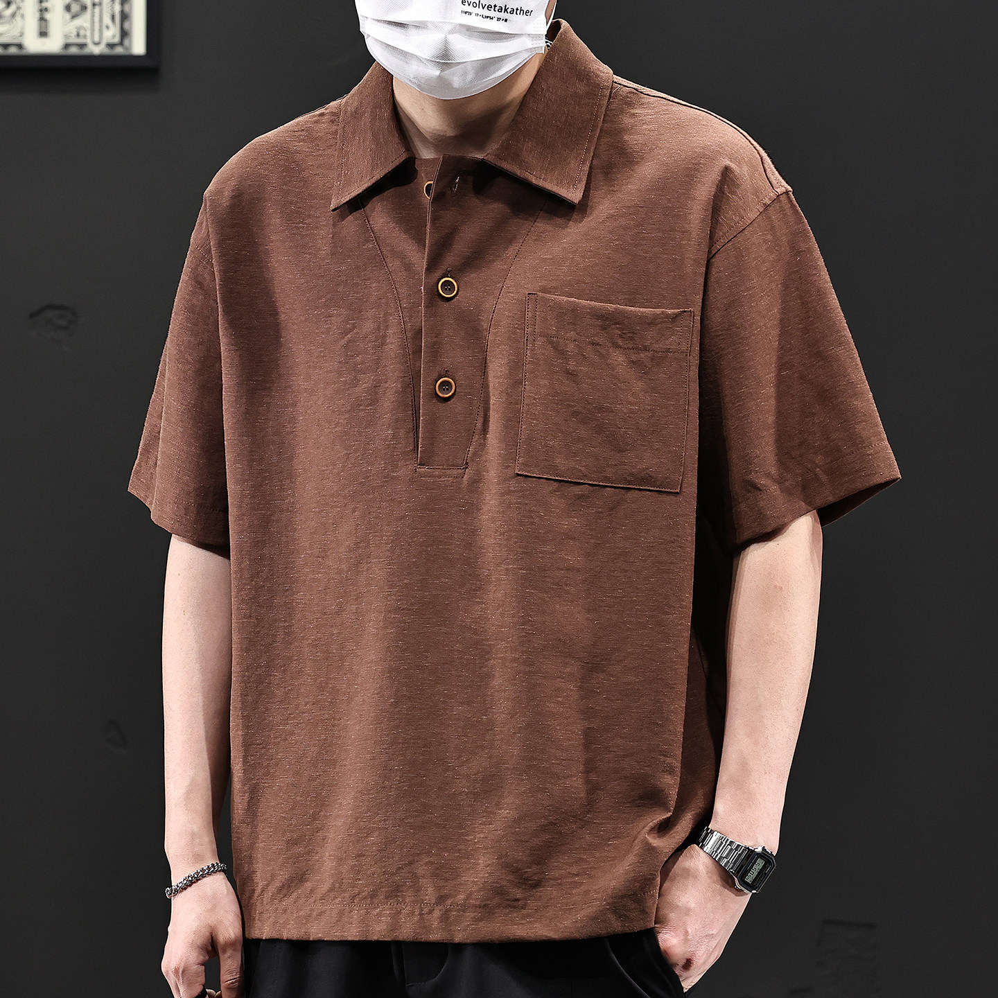【老钱风莱赛尔亚麻短袖Polo衫】