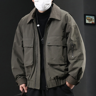 棉衣夹克 潮牌痞帅宽松休闲翻领工装 冬季 夹棉加厚保暖棉服外套男士