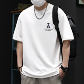 透气冰丝半袖 美式 体恤 宽松圆领夏季 薄款 潮流字母印花短袖 T恤男士