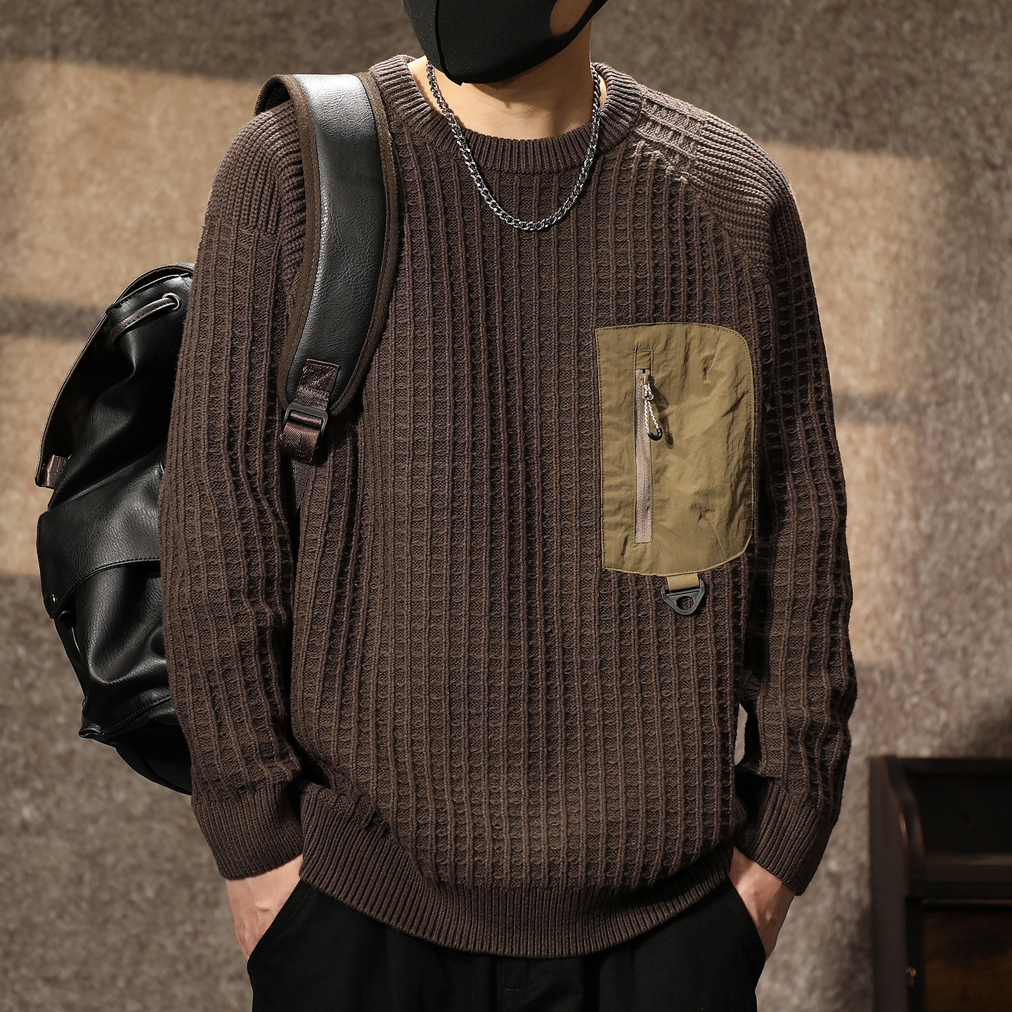 【美式重磅复古毛衣男秋冬款】