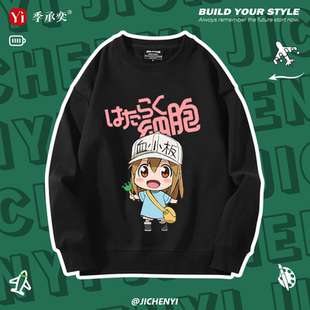 工作细胞动漫血小板周边二次元圆领卫衣男女同款秋冬宽松外套上衣