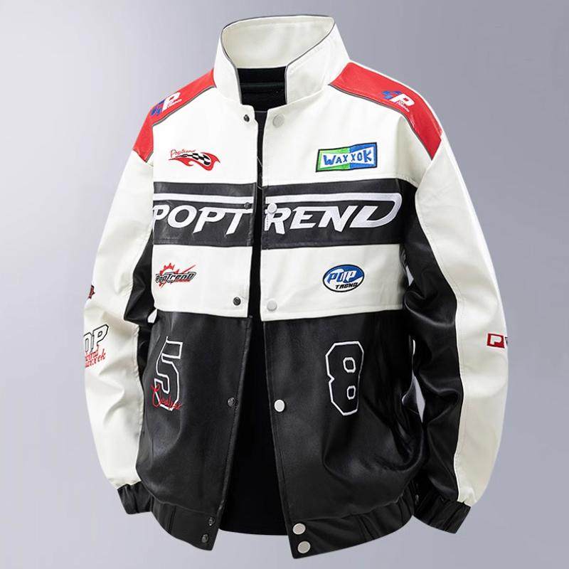 可拆卸机车服皮衣外套男春秋季新款嘻哈宽松美式刺绣骑行皮夹克,男装,皮衣,淘宝优惠券,粉丝福利购,淘宝优惠卷