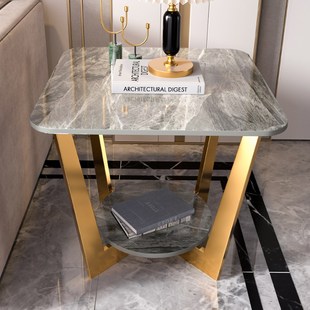 2025新款新款中式角桌s可移动边桌柜床头可达豪华高端板岩大理石