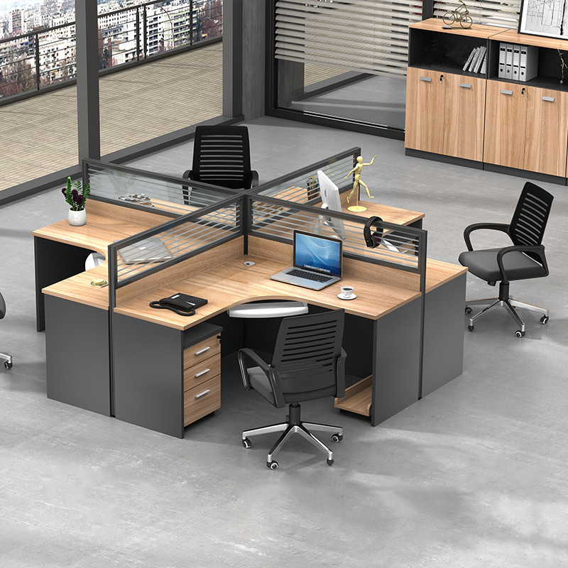 办公桌4人位g桌椅组合简约现代l型工位员工6人屏风卡位隔断办公桌