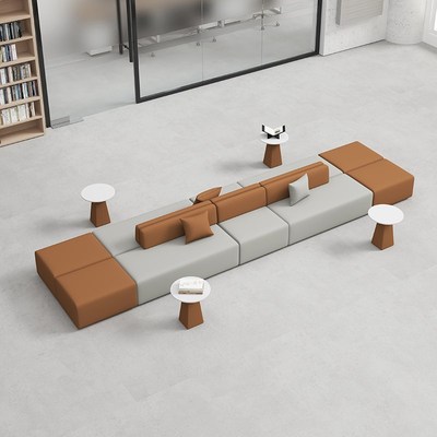 简约现代大厅休闲休息区创意办公室沙发接待会客异形沙.发茶几组