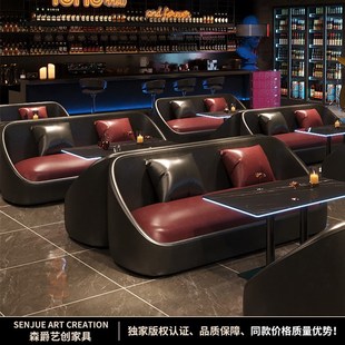 ktv包厢沙发卡座商用靠墙转w角L型定制酒吧清吧酒馆咖啡厅桌椅组